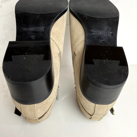 Marc Fisher Ireene Tan Suede Leather Strappy Buckle Bootie Pointed Toe Womens 7 - Picture 9 of 11
